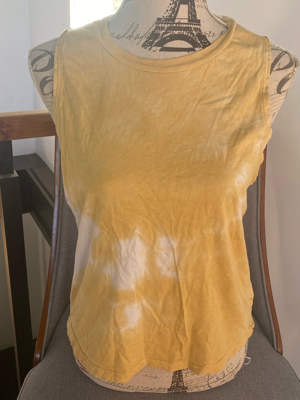 Project Social T Yellow and White Tie-Dye Tank Top